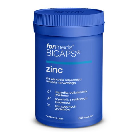 ForMeds Bicaps Zinc 25 mg 60 kapsułek wegańskich ForMeds Bicaps Zinc 25 mg 60 kapsułek wegańskich