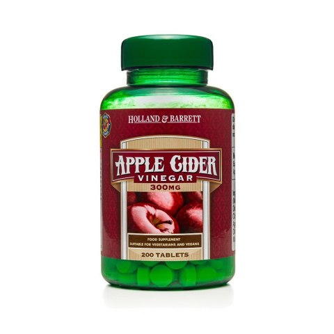 Holland & Barrett Apple Cider Vinegar (Ocet Jabłkowy) 300 mg 200 tabletek Holland & Barrett Apple Cider Vinegar (Ocet Jabłkowy) 300 mg 200 tabletek