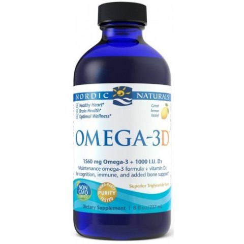 Nordic Naturals Omega 3 z witaminą D3 1560 mg smak cytrynowy 237 ml Nordic Naturals Omega 3 z witaminą D3 1560 mg smak cytrynowy 237 ml