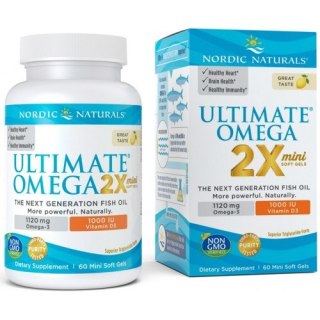 Nordic Naturals Ultimate Omega 2X Mini z D3 suplement diety – 1120 mg 60 kapsułek miękkich