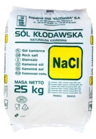 SÓL KŁODAWSKA BIAŁA DROBNO MIELONA 25KG KOPALNIA SOLI KŁODAWA KOPALNIA KŁODAWA