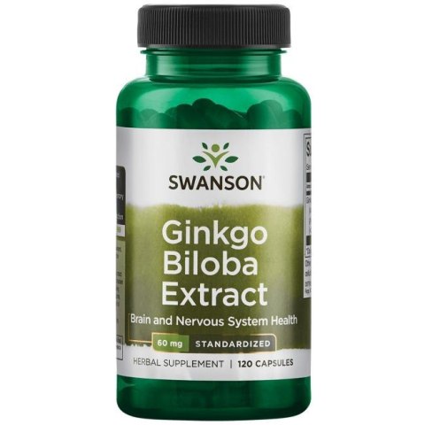 Swanson Ginkgo Biloba (Miłorząb Japoński) ekstrakt 60 mg 120 kapsułek Swanson Ginkgo Biloba (Miłorząb Japoński) ekstrakt 60 mg 120 kapsułek