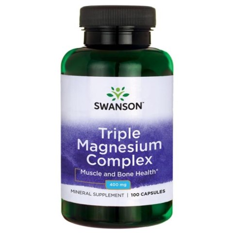 Swanson Triple Magnesium Complex (kompleks magnezu z trzech form) 400 mg 100 kapsułek Swanson Triple Magnesium Complex (kompleks magnezu z trzech form) 400 mg 100 kapsułek