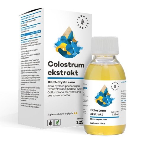 Aura Herbals Colostrum Ekstrakt - 100% czysta siara bydlęca 125 ml Aura Herbals Colostrum Ekstrakt - 100% czysta siara bydlęca 125 ml