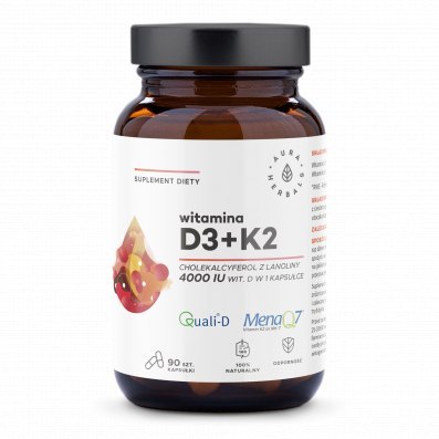 Aura Herbals Witamina D3 4000 IU + K2 90 kapsułek Aura Herbals Witamina D3 4000 IU + K2 90 kapsułek