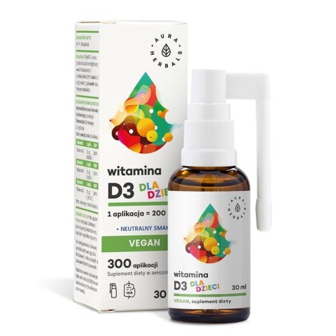 Aura Herbals Witamina D3 Vegan dla dzieci 30ml Aura Herbals Witamina D3 Vegan dla dzieci 30ml