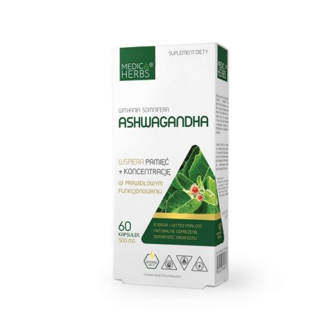 Medica Herbs Ashwagandha 500 mg 60 kapsułek Medica Herbs Ashwagandha 500 mg 60 kapsułek