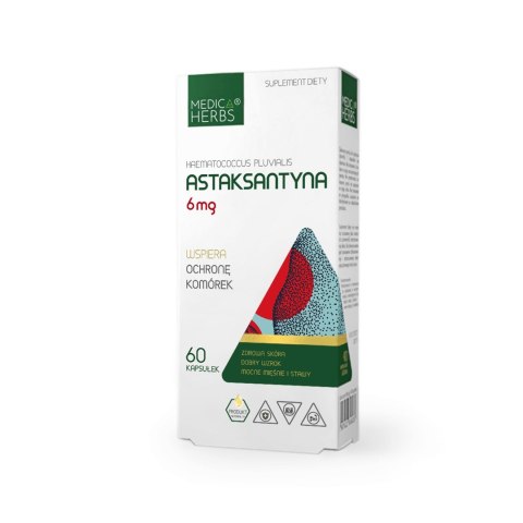 Medica Herbs Astaksantyna 6 mg (Haematococcus pluvialis) 60 kapsułek Medica Herbs Astaksantyna 6 mg (Haematococcus pluvialis) 60 kapsułek