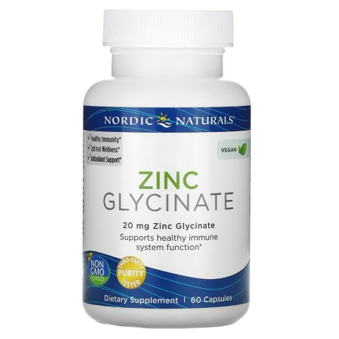 Nordic Naturals Cynk (Glicynian Cynku) 20 mg 60 kapsułek Nordic Naturals Cynk (Glicynian Cynku) 20 mg 60 kapsułek