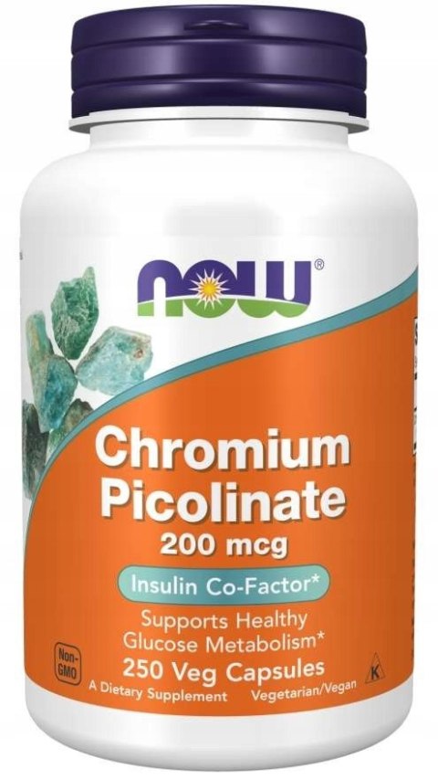Now Foods Pikolinan Chromu 200 µg 250 kapsułek Now Foods Pikolinan Chromu 200 µg 250 kapsułek