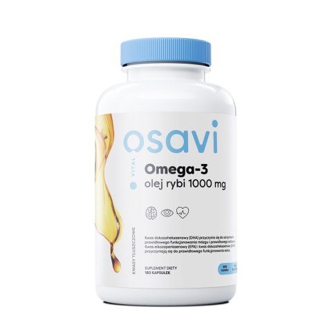 Osavi Omega 3 Olej Rybi 1000 mg 180 kapsułek o smaku cytrynowym Osavi Omega 3 Olej Rybi 1000 mg 180 kapsułek o smaku cytrynowym