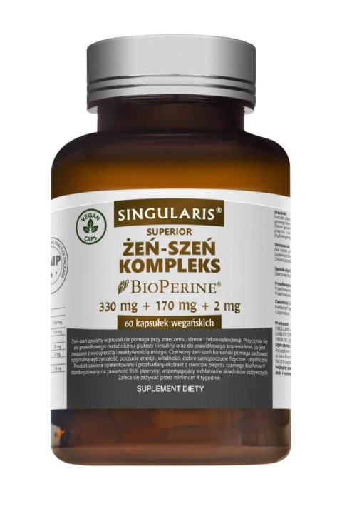 Singularis Żeń-szeń Bioperine Complex 60 kapsułek Singularis Żeń-szeń Bioperine Complex 60 kapsułek