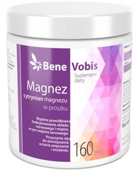 Bene Vobis Magnez (cytrynian magnezu) w proszu 500g Bene Vobis Magnez (cytrynian magnezu) w proszu 500g