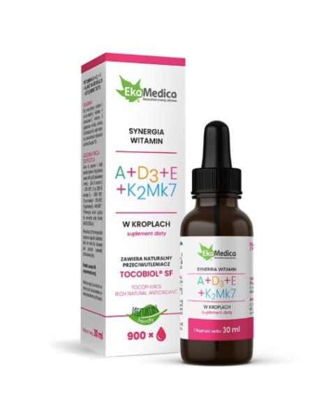 EkaMedica Witaminy A+D3+E+K2Mk7 krople 30 ml EkaMedica Witaminy A+D3+E+K2Mk7 krople 30 ml