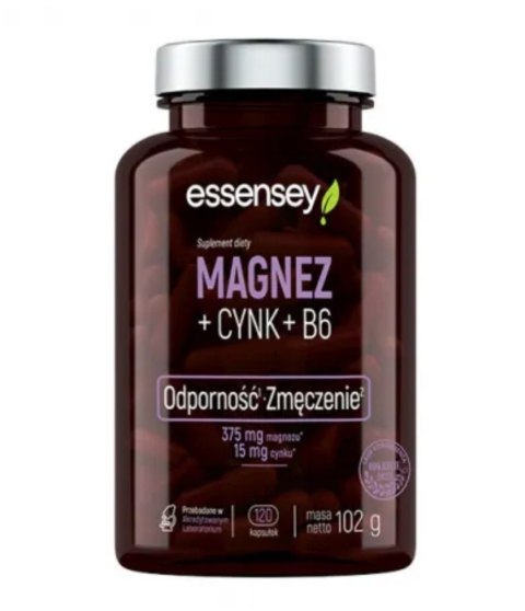 Essensey Magnez + Cynk + B6 120 kapsułek Essensey Magnez + Cynk + B6 120 kapsułek
