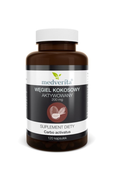 Medverita Węgiel kokosowy aktywny 200 mg 120 kapsułek Medverita Węgiel kokosowy aktywny 200 mg 120 kapsułek