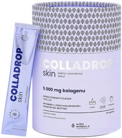 Aura Herbals Colladrop Skin – Kolagen 5000 mg w saszetkach 30 sztuk – Suplement wspierający skórę i stawy Aura Herbals Colladrop Skin – Kolagen 5000 mg w saszetkach 30 sztuk – Suplement wspierający skórę i stawy