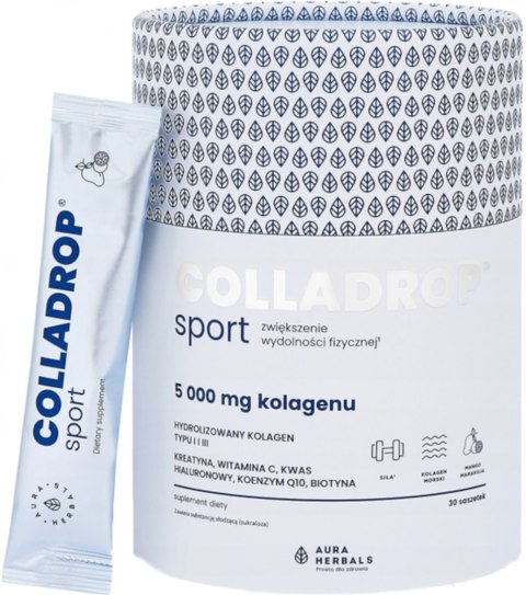 Aura Herbals Colladrop Sport kolagen morski 5000 mg saszetki 30 sztuk Aura Herbals Colladrop Sport kolagen morski 5000 mg saszetki 30 sztuk
