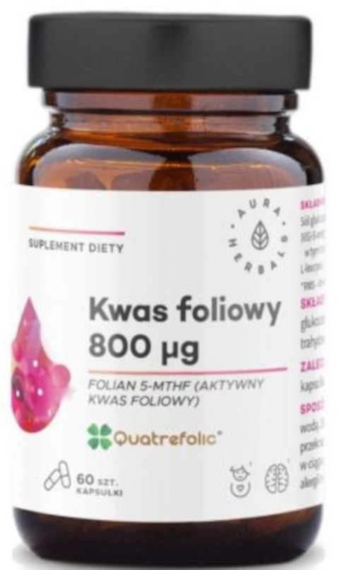 Aura Herbals Kwas foliowy 800 μq Quatrefolic 60 kapsułek Aura Herbals Kwas foliowy 800 μq Quatrefolic 60 kapsułek