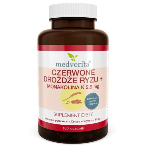 Medverita Czerwone drożdże ryżu+ 180 kapsułek Medverita Czerwone drożdże ryżu+ 180 kapsułek