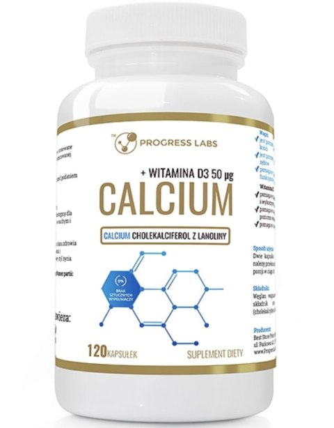 Progress Labs Calcium + Witamina D3 2000IU 120 kapsułek Progress Labs Calcium + Witamina D3 2000IU 120 kapsułek