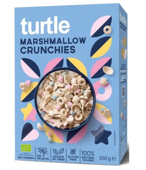 Turtle Chrupki Zbożowe Z Piankami Marshmallow Bezglutenowe BIO 300 g Turtle Chrupki Zbożowe Z Piankami Marshmallow Bezglutenowe BIO 300 g
