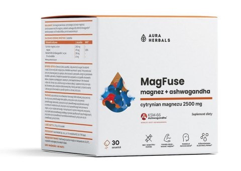 Aura Herbals MagFuse magnez + ashwagandha 30 saszetek Aura Herbals MagFuse magnez + ashwagandha 30 saszetek
