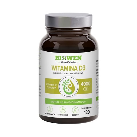 Biowen Witamina D3 4000 IU z lanoliny 120 kapsułek Biowen Witamina D3 4000 IU z lanoliny 120 kapsułek