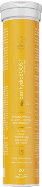 MyBestPharm MyBestHydroBOOST 20 tabletek musujących o smaku poziomki MyBestPharm MyBestHydroBOOST 20 tabletek musujących o smaku poziomki