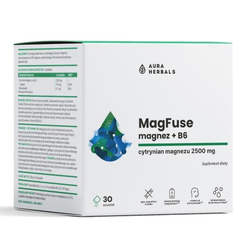 Aura Herbals MagFuse magnez + B6 30 saszetek Aura Herbals MagFuse magnez + B6 30 saszetek