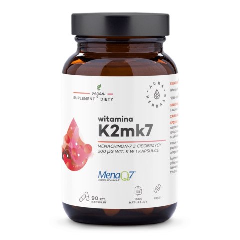 Aura Herbals Witamina K2MK7 MenaQ7® 200 μg 90 kapsułek Aura Herbals Witamina K2MK7 MenaQ7® 200 μg 90 kapsułek