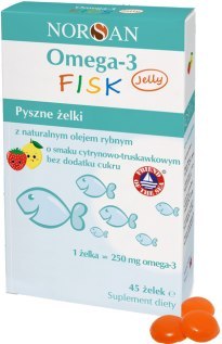 Norsan Omega-3 FISK Jelly 45 żelek o smaku cytrynowo-truskawkowym Norsan Omega-3 FISK Jelly 45 żelek o smaku cytrynowo-truskawkowym