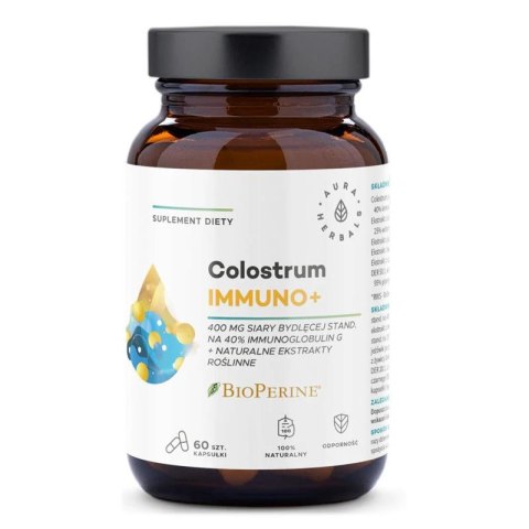 Aura Herbals Colostrum Immuno + BioPerine 60 kapsułek Aura Herbals Colostrum Immuno + BioPerine 60 kapsułek