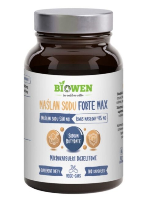 Biowen Maślan sodu Forte Max 580 mg 100 kapsułek Biowen Maślan sodu Forte Max 580 mg 100 kapsułek