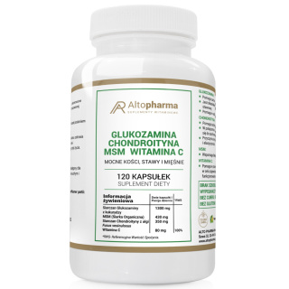 Altopharma Glukozamina Wegańska z Chondroityną, MSM, Witaminą C - suplement na stawy, mięśnie i kości 120 kapsułek