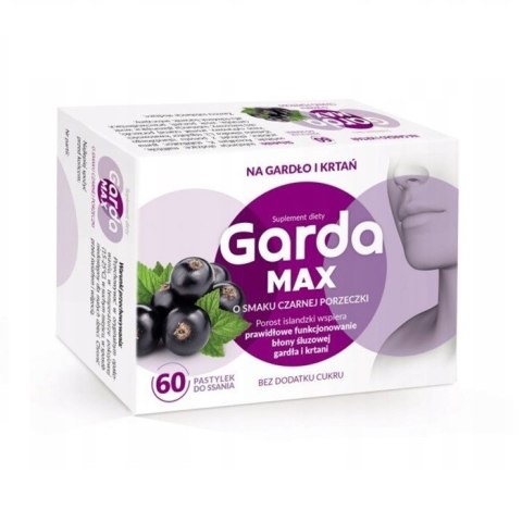 Garda MAX 60 pastylek do ssania o smaku czarnej porzeczki Garda MAX 60 pastylek do ssania o smaku czarnej porzeczki
