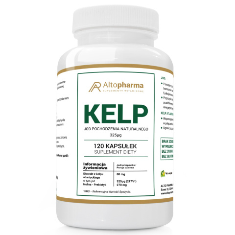 Altopharma Kelp Jod 325µg + Prebiotyk, naturalny suplement diety wege 120 kapsułek Altopharma Kelp Jod 325µg + Prebiotyk, naturalny suplement diety wege 120 kapsułek