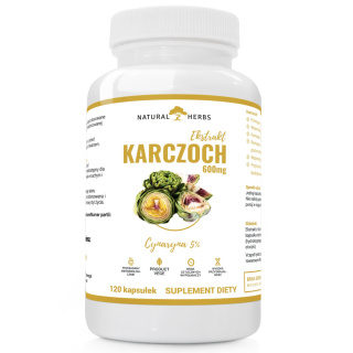 Altopharma Karczoch Ekstrakt 600mg 5% Cynarin - suplement diety wege na wątrobę 120 kapsułek