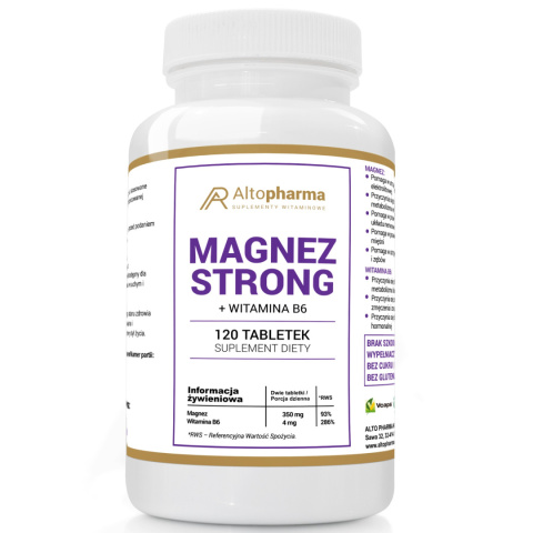 Altopharma Magnez Strong z Witaminą B6, suplement diety wege 120 tabletek Altopharma Magnez Strong z Witaminą B6, suplement diety wege 120 tabletek