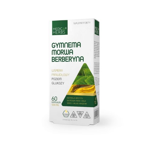 Medica Herbs Gymnema Morwa Berberyna 500 mg 60 kapsułek Medica Herbs Gymnema Morwa Berberyna 500 mg 60 kapsułek