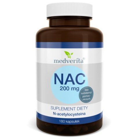 Medverita NAC 200 mg N-acetylo L-cysteina 180 kapsułek Medverita NAC 200 mg N-acetylo L-cysteina 180 kapsułek