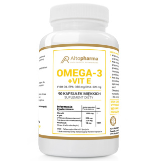 Altopharma Omega 3 z Witaminą E (EPA 330mg + DHA 220mg) - suplement diety 90 kapsułek