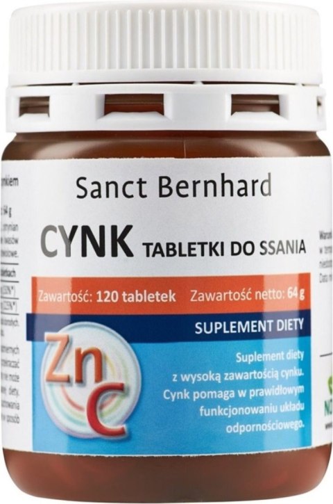 Sanct Bernhard Cynk + Witamina C 120 tabletek do ssania Sanct Bernhard Cynk + Witamina C 120 tabletek do ssania