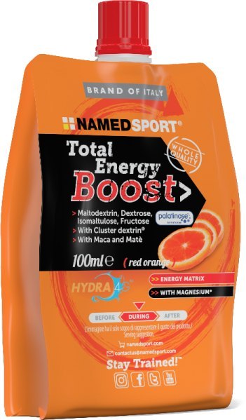 Namedsport Total Energy Boost 100 ml o smaku czerwonej pomarańczy Namedsport Total Energy Boost 100 ml o smaku czerwonej pomarańczy