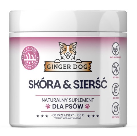 Ginger Dog Skóra i Sierść - piękna i zdrowa sierść przekąski 180 g Ginger Dog Skóra i Sierść - piękna i zdrowa sierść przekąski 180 g