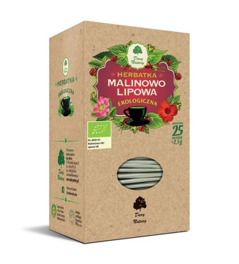 HERBATKA MALINOWO - LIPOWA BIO (25 x 2,5 g) 62,5 g - DARY NATURY HERBATKA MALINOWO - LIPOWA BIO (25 x 2,5 g) 62,5 g - DARY NATURY
