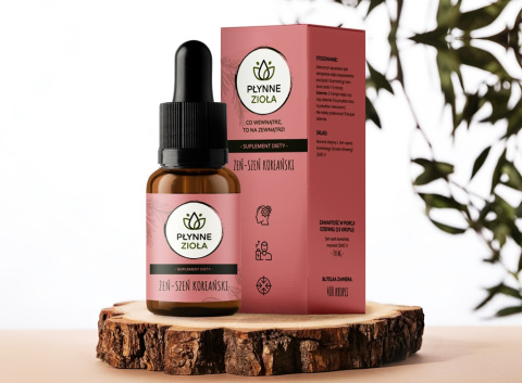 Płynne Zioła Żeń-szeń Koreański 15 ml - Suplement z adaptogenami 14100 mg, wspomagający energię, witalność i redukcję zmęczenia Płynne Zioła Żeń-szeń Koreański 15 ml - Suplement z adaptogenami 14100 mg, wspomagający energię, witalność i redukcję zmęczenia