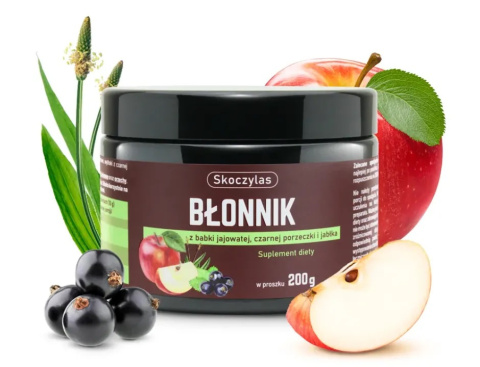 Skoczylas Błonnik z babki jajowatej, czarnej porzeczki i jabłka proszek 200 g Skoczylas Błonnik z babki jajowatej, czarnej porzeczki i jabłka proszek 200 g