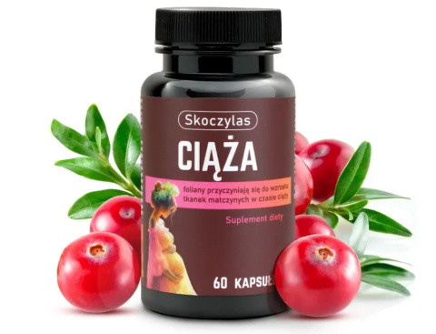 Skoczylas Ciąża (Kwas foliowy + żurawina), suplement diety dla kobiet w ciąży 60 kapsułek Skoczylas Ciąża (Kwas foliowy + żurawina), suplement diety dla kobiet w ciąży 60 kapsułek