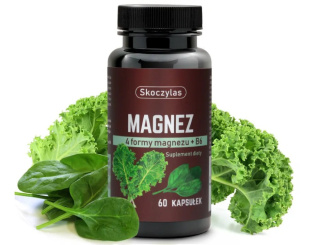 Skoczylas Magnez 4 formy + B6 (Szpinak, Jarmuż) - suplement diety 60 kapsułek